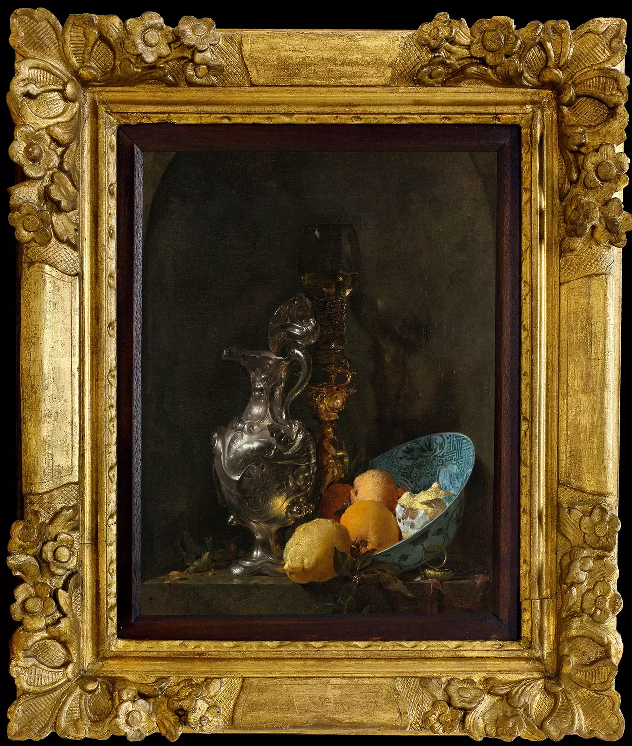 Willem Kalf, „Stillleben mit Silberkanne und Porzellanschale“, 1656 – Rijksmuseum Amsterdam; Inspirationsquelle.