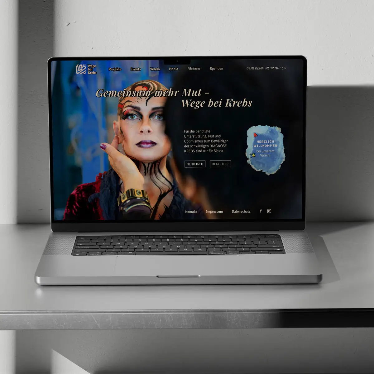 »Gemeinsam mehr Mut – Wege bei Krebs« – One-Pager mit Canvas-Details.
