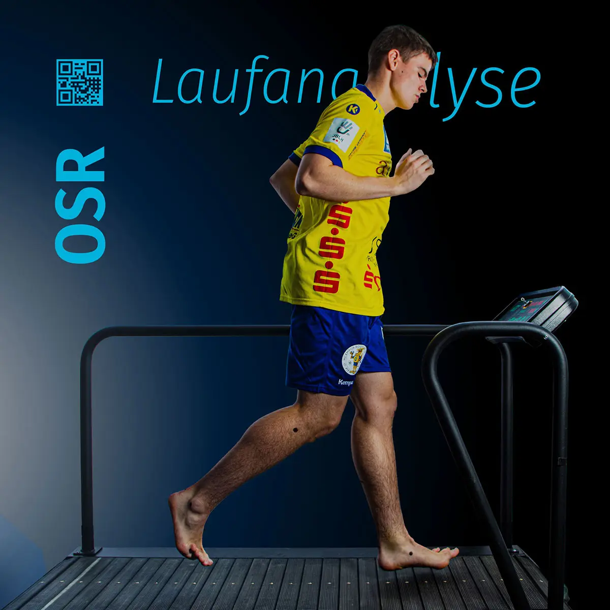 OSR Rostock – Anzeigenmotiv Laufanalyse (Biomechanik auf dem Laufband).