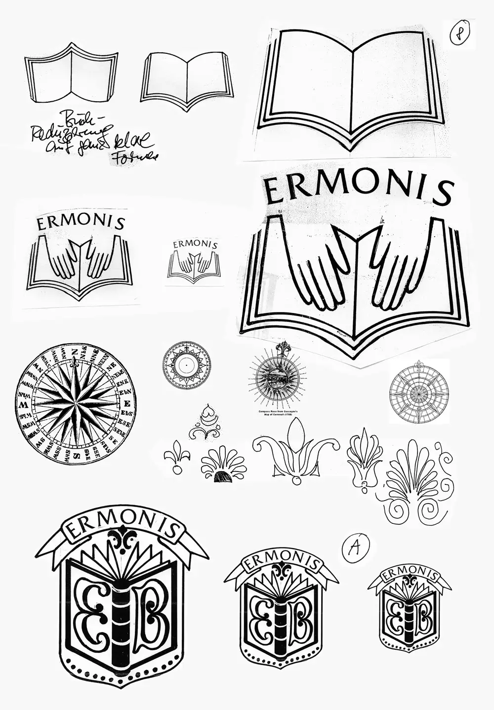 ERMONIS Logo-Skizze 08 – Notizen: Handwerk, seriös, beständig.