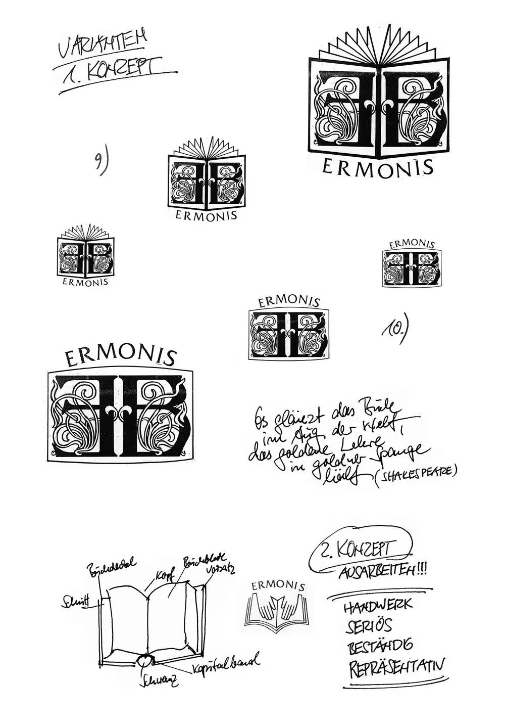 ERMONIS Logo-Skizze 12 – Auswahl reifer Entwürfe.