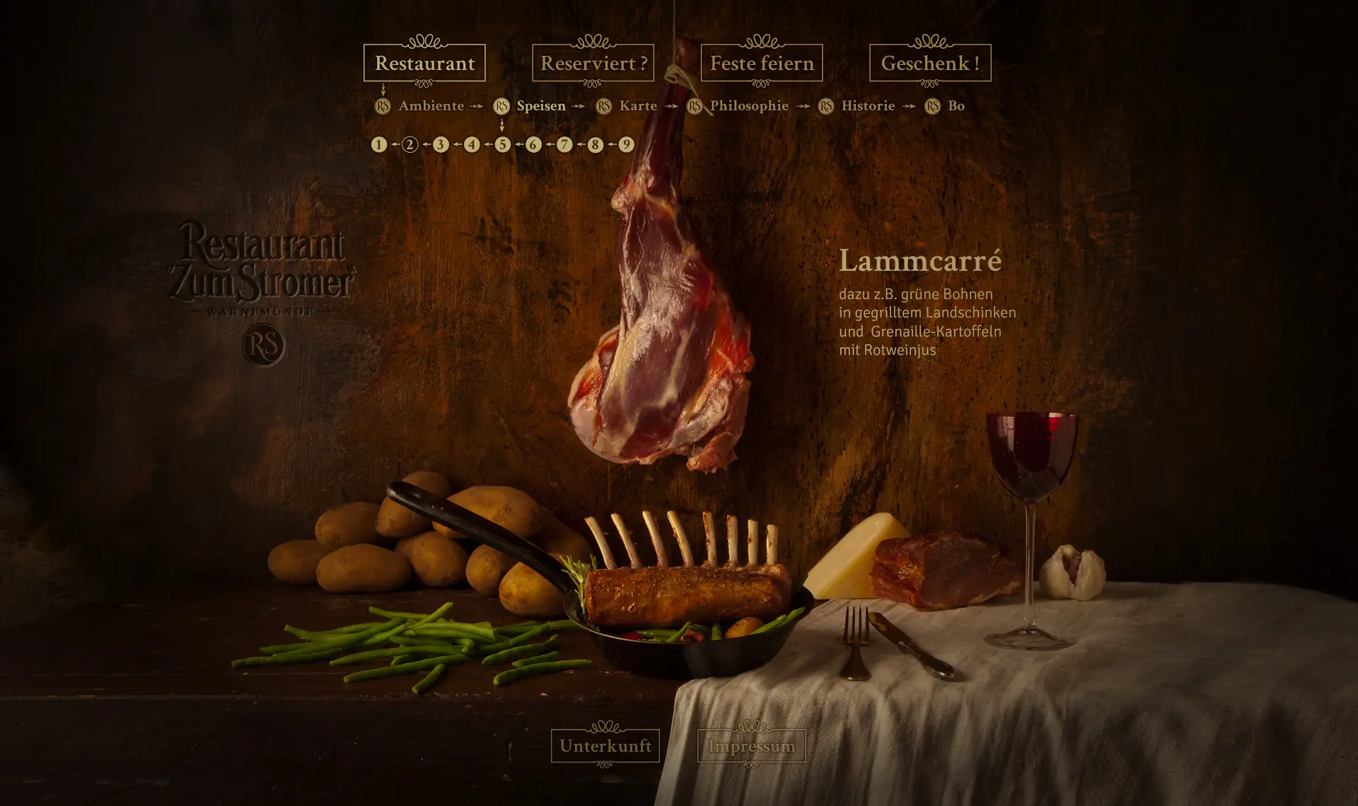 Lammcarré mit Beilagen – frische, regionale Küche – Speisenseite.