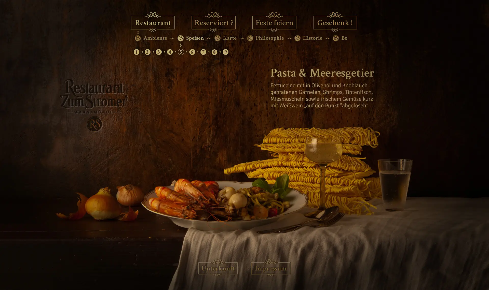 Pasta & Meeresfrüchte: Fettuccine mit Seafood & Gemüse – Speisenseite.