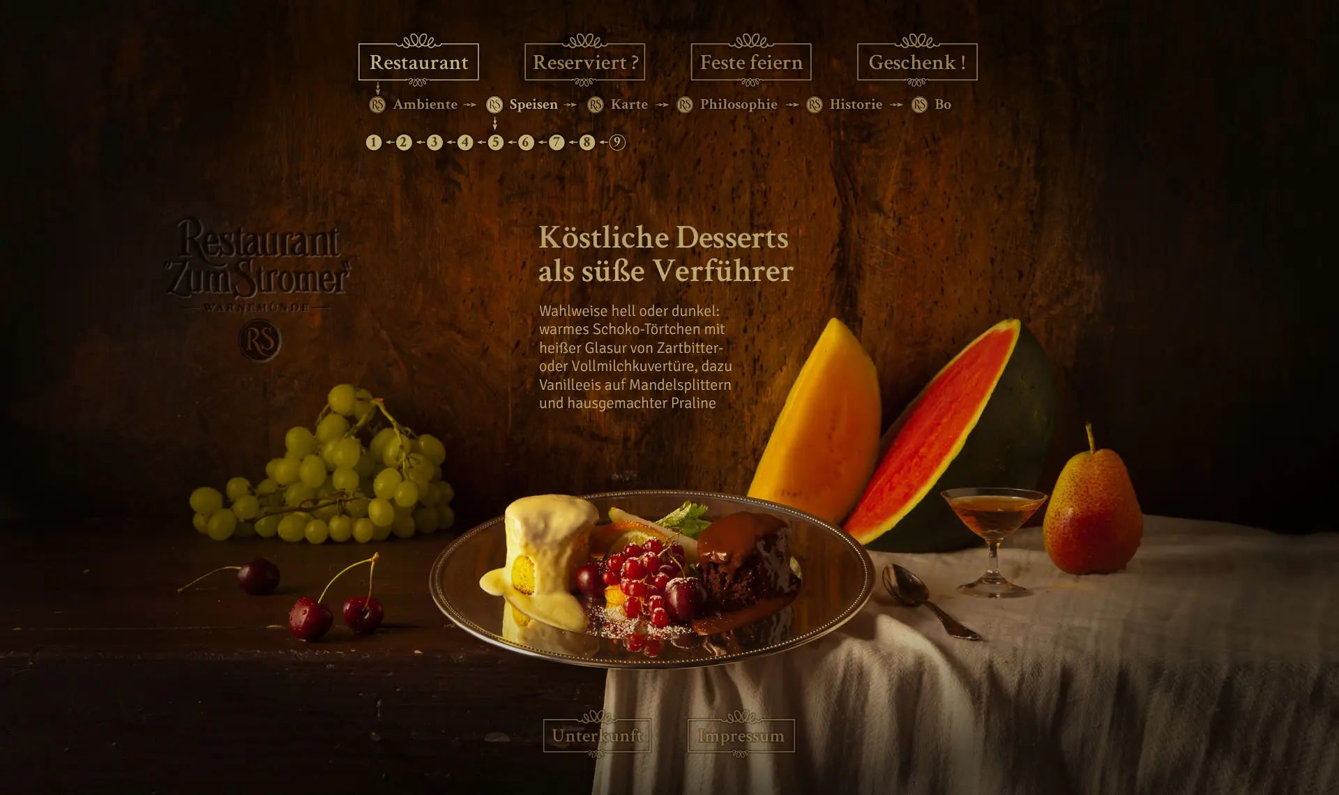 Dessert: Warmes Schokoküchlein mit Vanilleeis & Praline – ‚Süße Verführer‘.