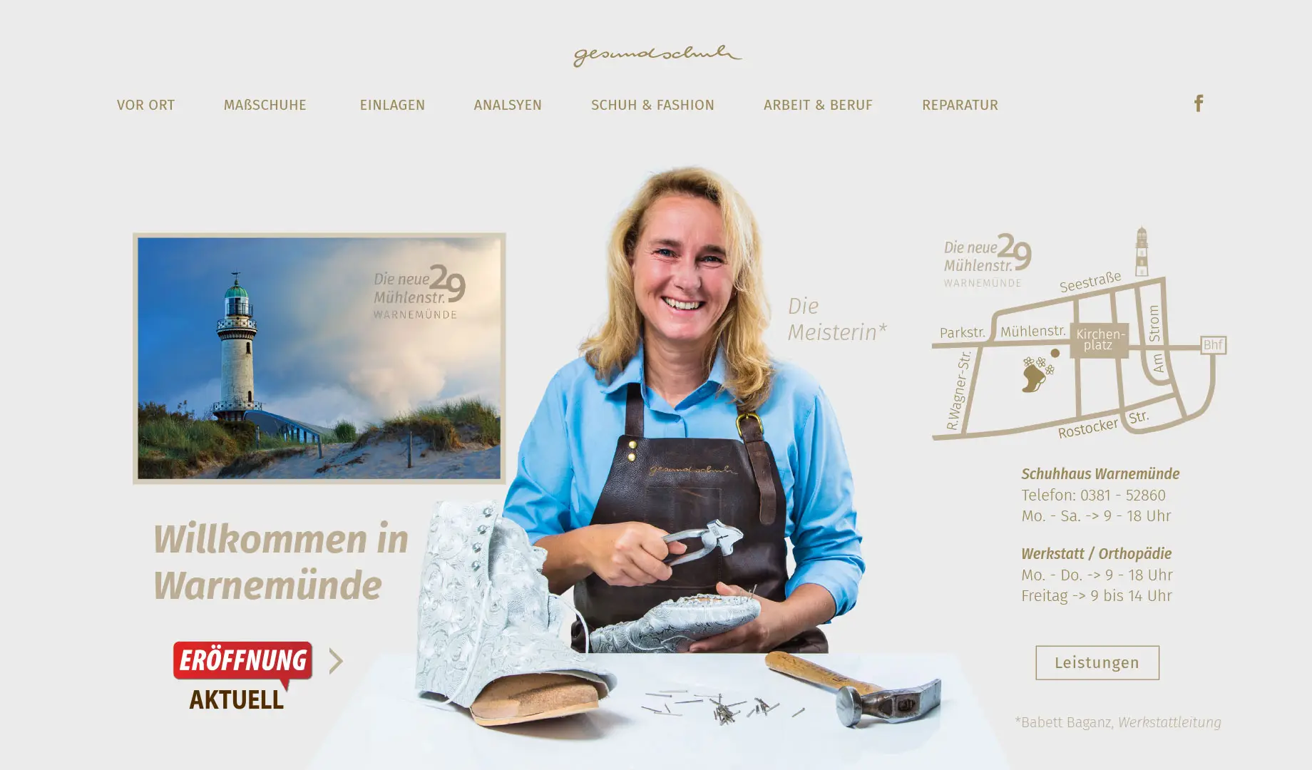 Filialseite Warnemünde: Meisterin, Lageplan Mühlenstraße 29, Leistungen & Zeiten.