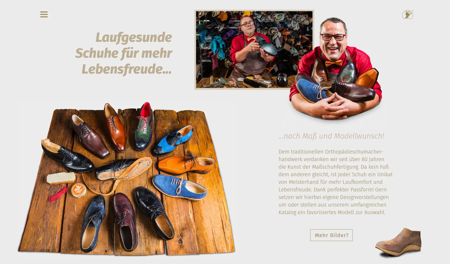 Maßschuhe nach Modellwunsch – „laufgesunde Schuhe“, Unikate in Meisterarbeit.