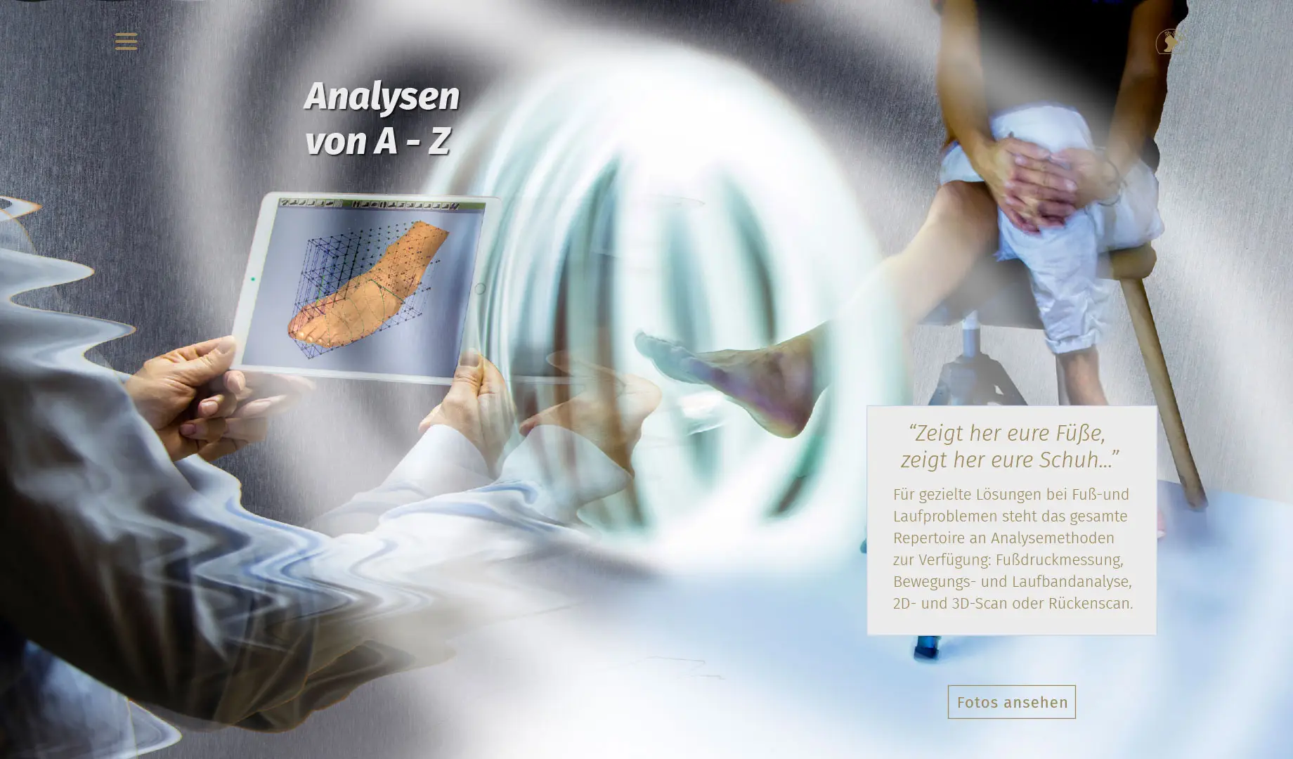 Analysen: Fußdruckmessung, Laufbandanalyse, 2D/3D-Scan – Ursachen erkennen, Lösungen ableiten.