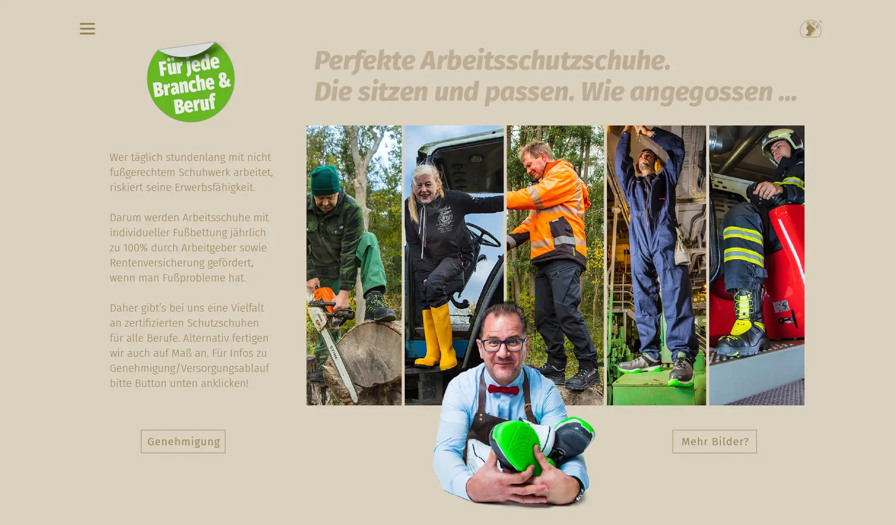 Perfekte Arbeitsschutzschuhe – individuelle Fußbettung, Fördermöglichkeiten, zertifizierte Modelle.