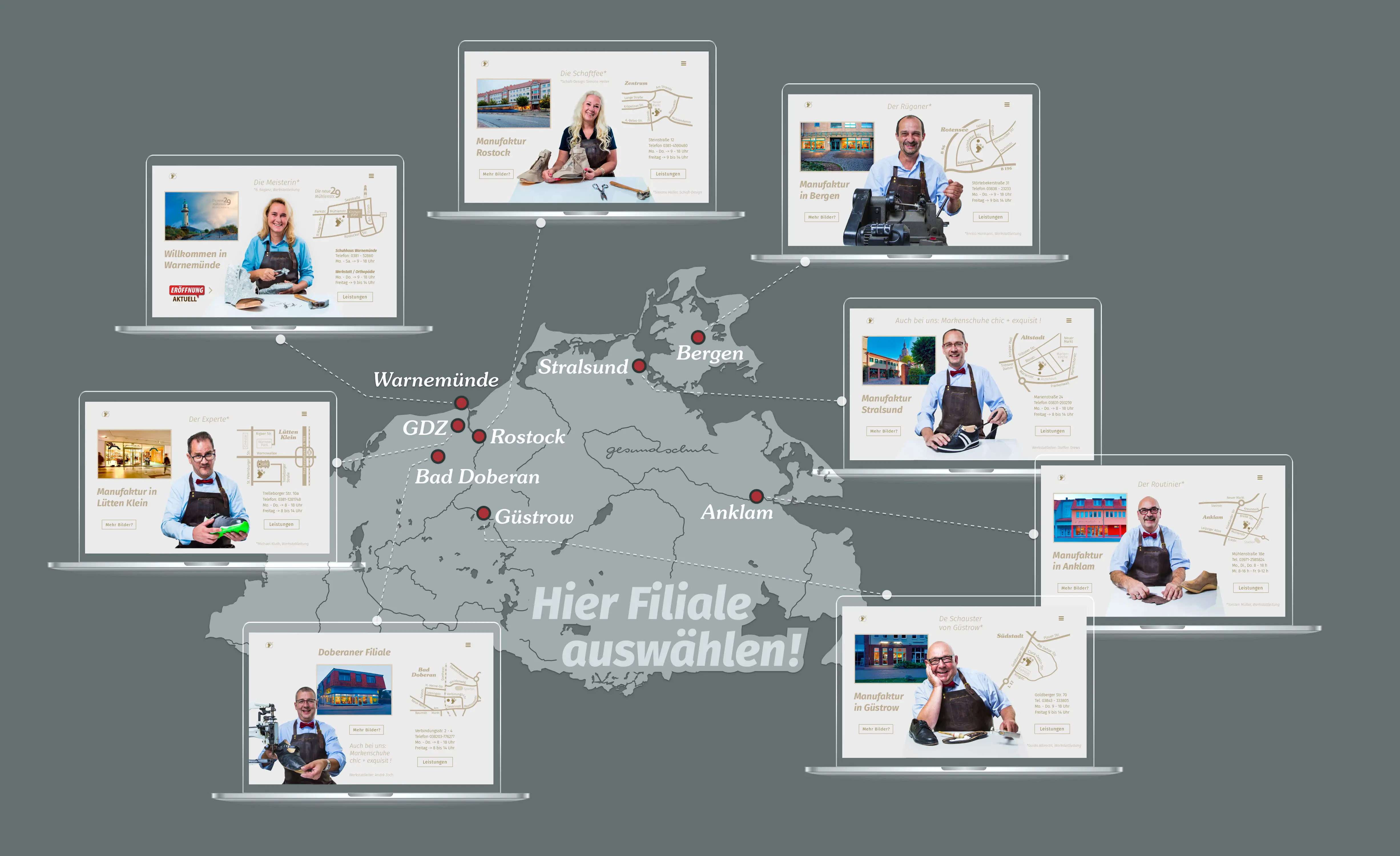 Interaktive Filialkarte Mecklenburg-Vorpommern – 1-Klick-Zugang zu Filial-Landingpages.